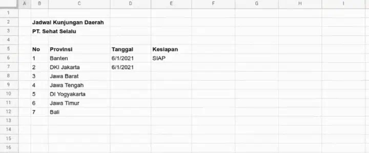 Double click cell untuk mengisi dengan isian sama